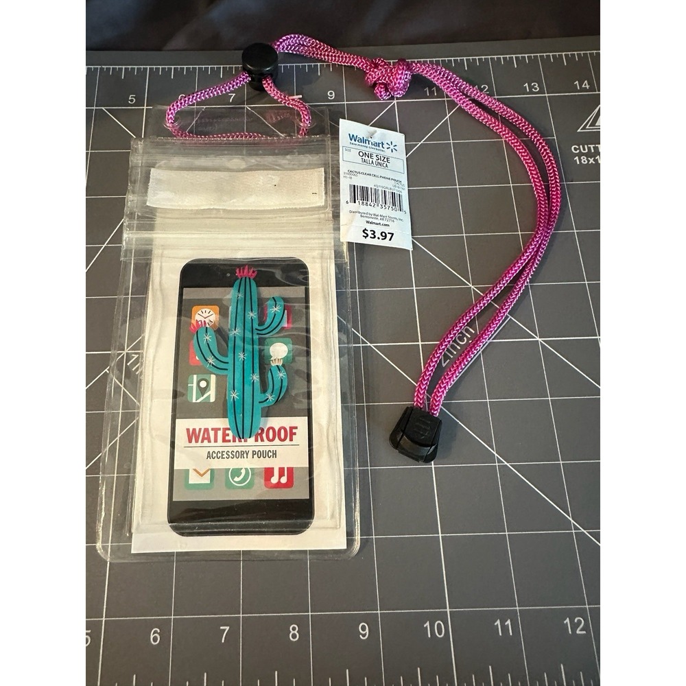 Cactus Waterproof Cell Phone Pouch For Beach, Cruise, Pool. Clear New/sealed
